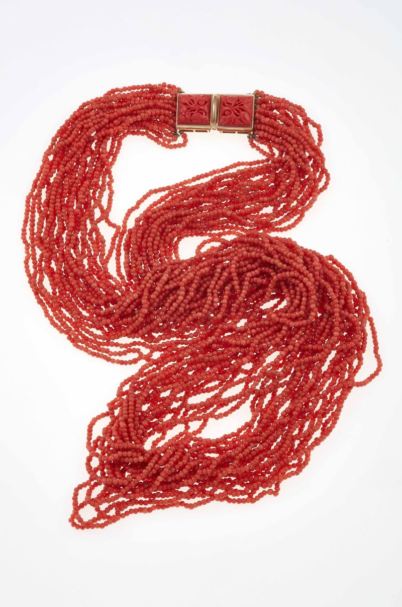 Coral and gold necklace  - Auction Fine Jewellery - Cambi Casa d'Aste