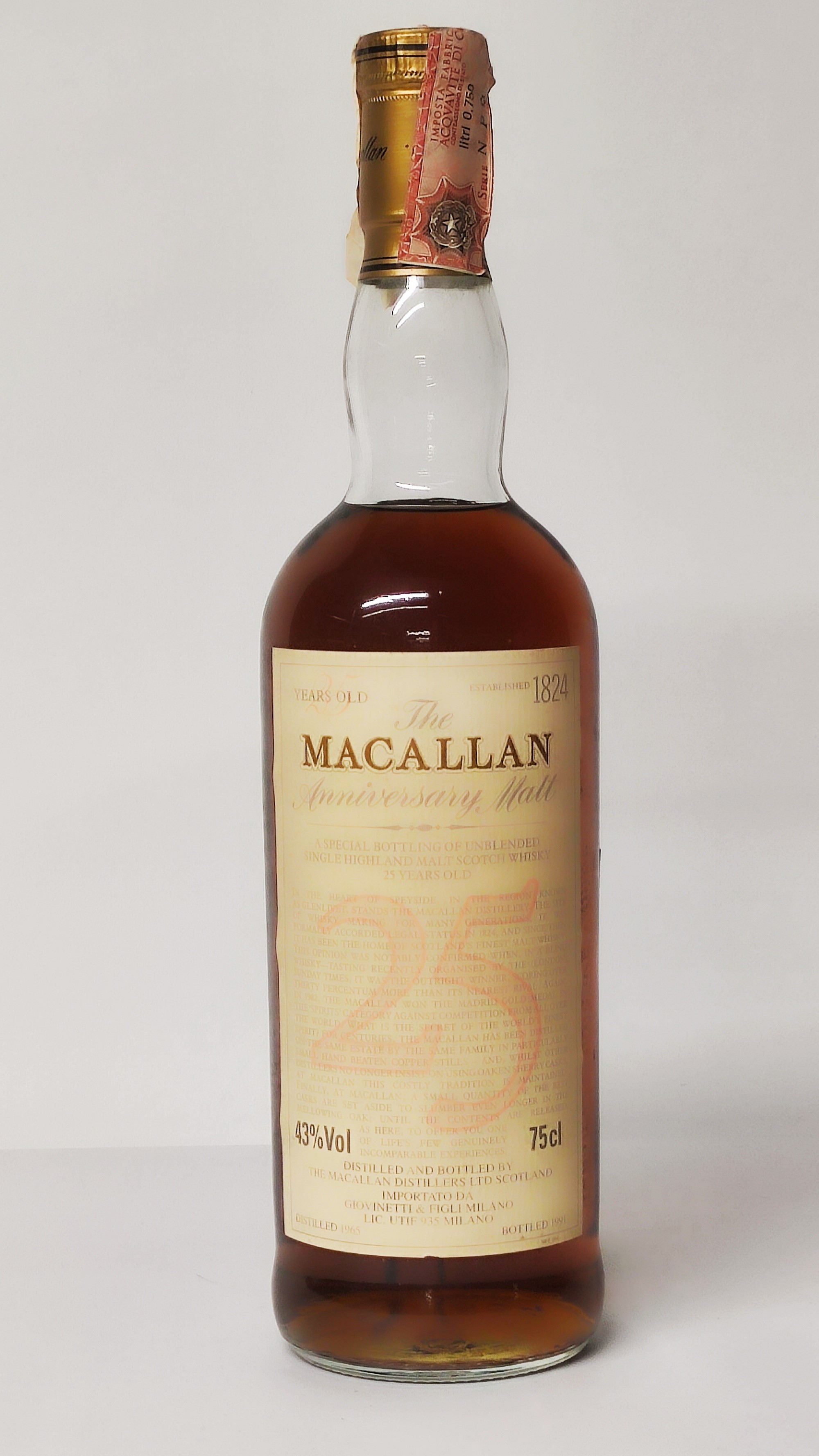 The Macallan Anniversary 25 Years Old 1965, Single Highland Malt Scotch Whisky