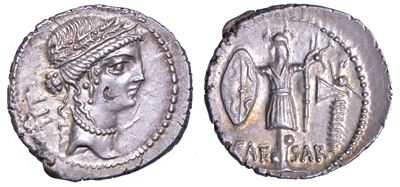 Giulio Cesare, +44. Denario, Anni 48-47 a.C. Zecca Itinerante.