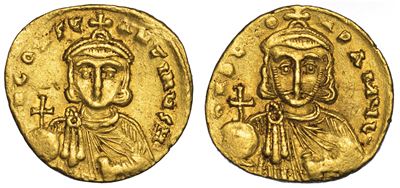 Leone III e Costantino V, 720-741. Solido.