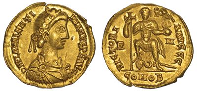 Valentiniano III, 424-455. Solido. Roma.