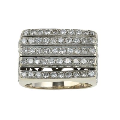 Anello con diamanti, montatura in oro bianco 750/1000