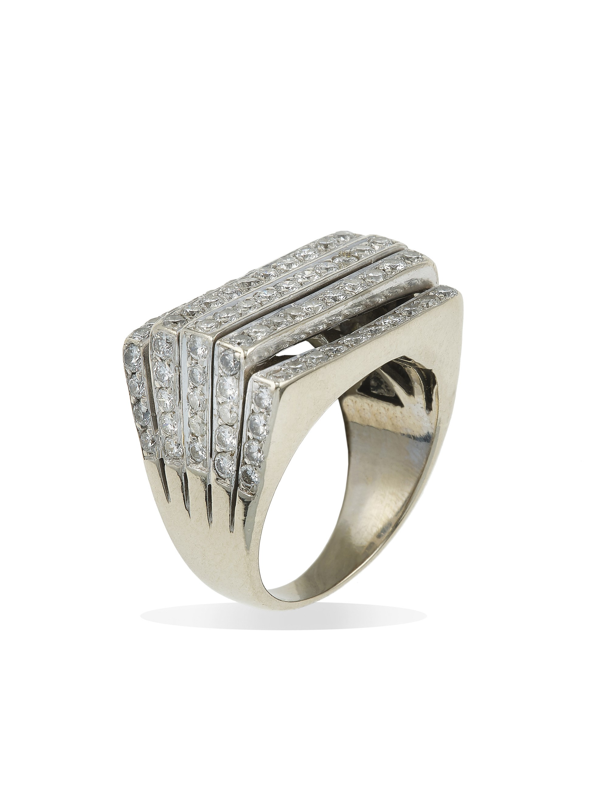 Anello con diamanti, montatura in oro bianco 750/1000