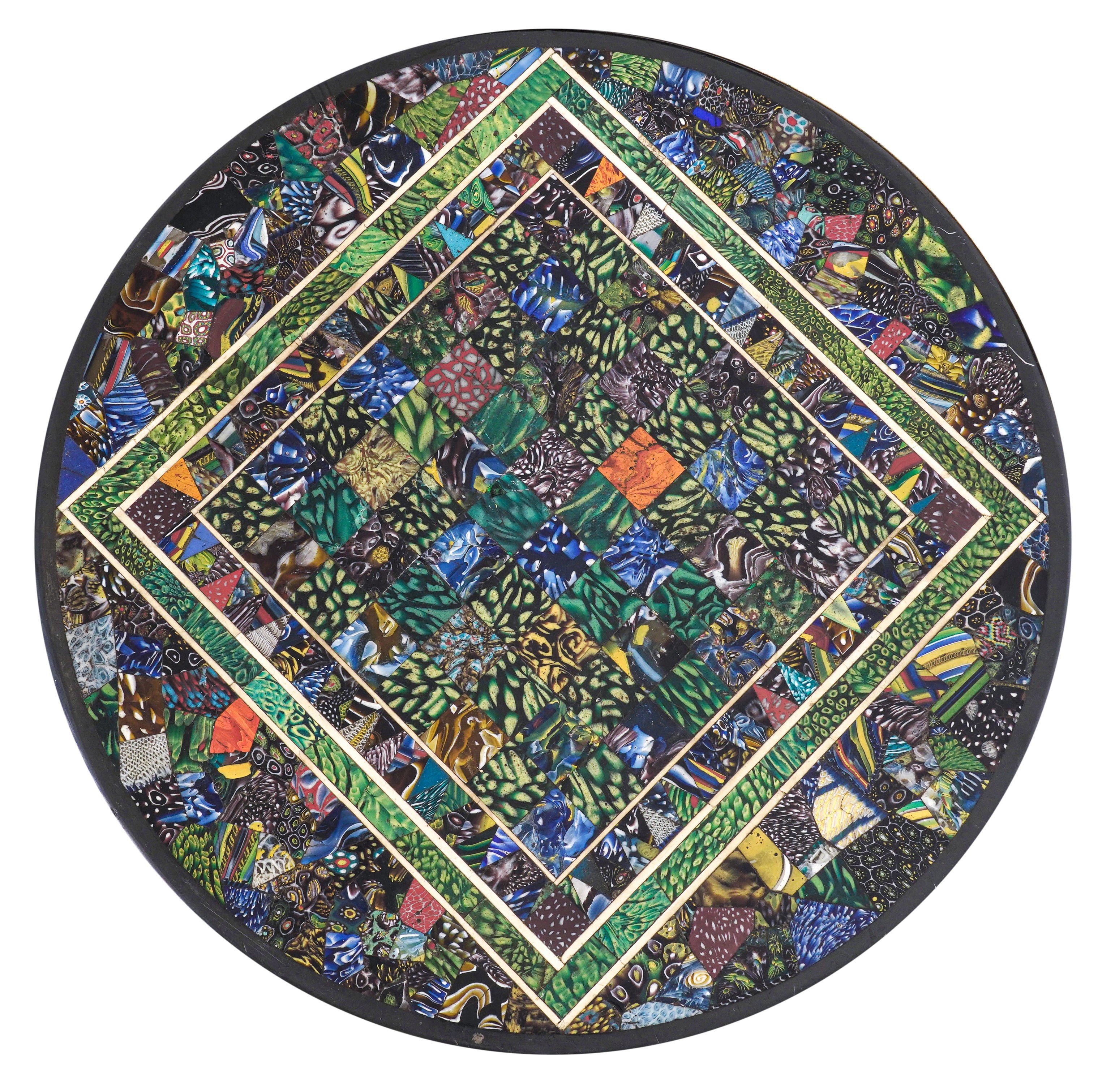 Gueridon con Piano in Marmo con Commesso di Paste Vitree Policrome e Murrine, Attribuito a France...