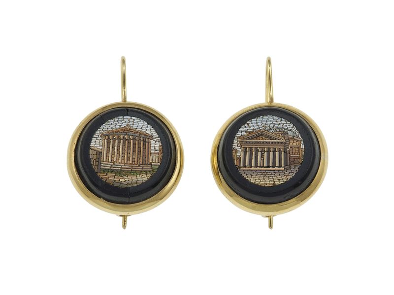 Pair of micromosaic and gold earrings  - Auction Fine Jewels - Cambi Casa d'Aste