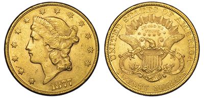 Usa. Republic. 20 Dollars “liberty Head” 1877. Zecca di Philadephia, Pennsylvania.
