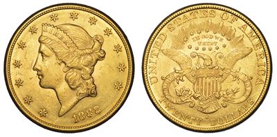 Usa. Republic. 20 Dollars “liberty Head” 1888. Zecca di San Francisco, California.