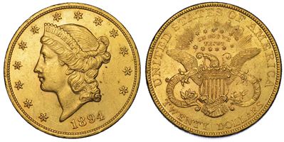 Usa. Republic. 20 Dollars “liberty Head” 1894. Zecca di Philadephia, Pennsylvania.