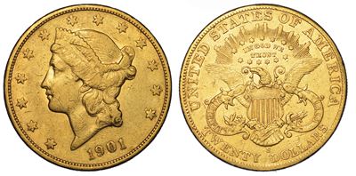 Usa. Republic. 20 Dollars “liberty Head” 1901. Zecca di San Francisco, California.