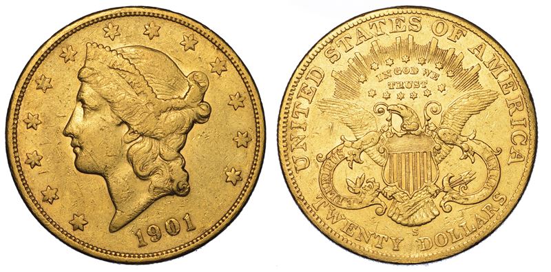 USA. REPUBLIC. 20 Dollars “Liberty Head” 1901. Zecca di San Francisco, California.  - Auction Numismatics - Cambi Casa d'Aste