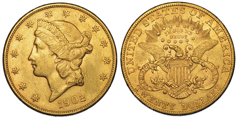 USA. REPUBLIC. 20 Dollars “Liberty Head” 1902. Zecca di San Francisco, California.  - Auction Numismatics - Cambi Casa d'Aste