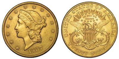 Usa. Republic. 20 Dollars “liberty Head” 1907. Zecca di Philadephia, Pennsylvania.