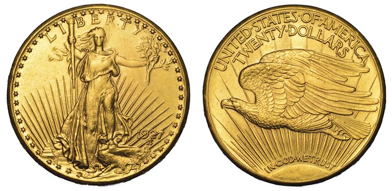 USA. REPUBLIC. 20 Dollars “St. Gaudens” 1927. Zecca di Philadephia, Pennsylvania.  - Auction Numismatics - Cambi Casa d'Aste