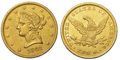 Usa. Republic. 10 Dollars “liberty Head” 1842. Zecca di Philadephia, Pennsylvania.