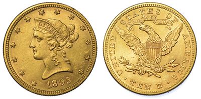 Usa. Republic. 10 Dollars “liberty Head” 1895. Zecca di Philadephia, Pennsylvania.