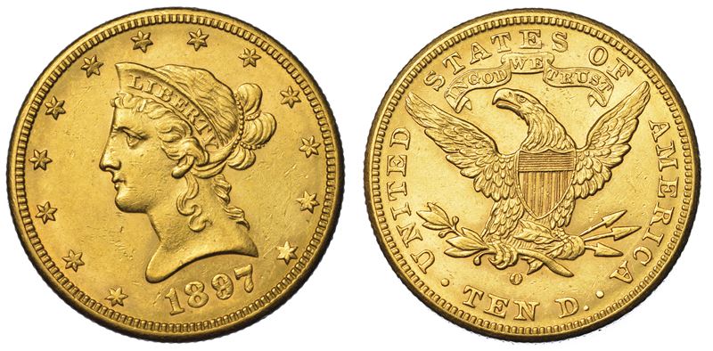 USA. REPUBLIC. 10 Dollars “Liberty Head” 1897. Zecca di New Orleans, Louisiana.  - Asta Numismatica - Cambi Casa d'Aste