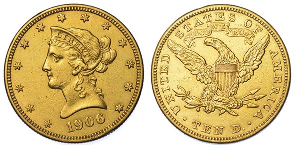USA. REPUBLIC. 10 Dollars “Liberty Head” 1906. Zecca di Philadephia, Pennsylvania.