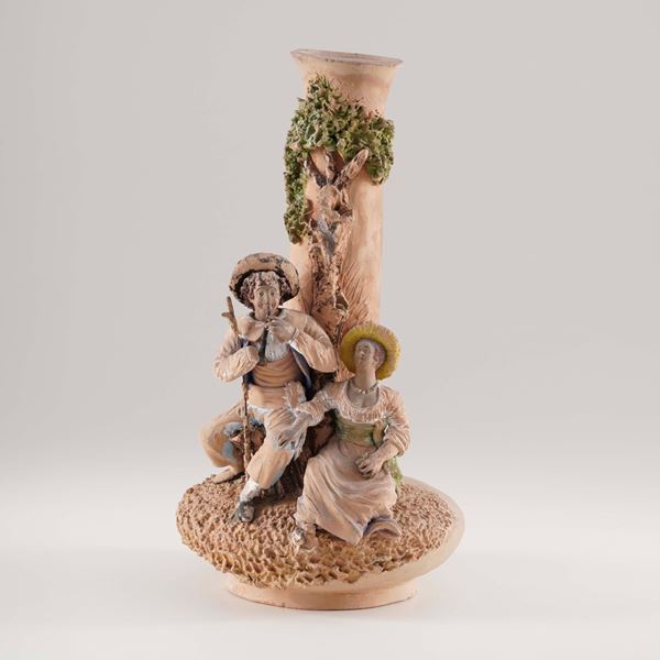 Scultore della fine del XIX-inizi XX secolo Gruppo con scena pastorale