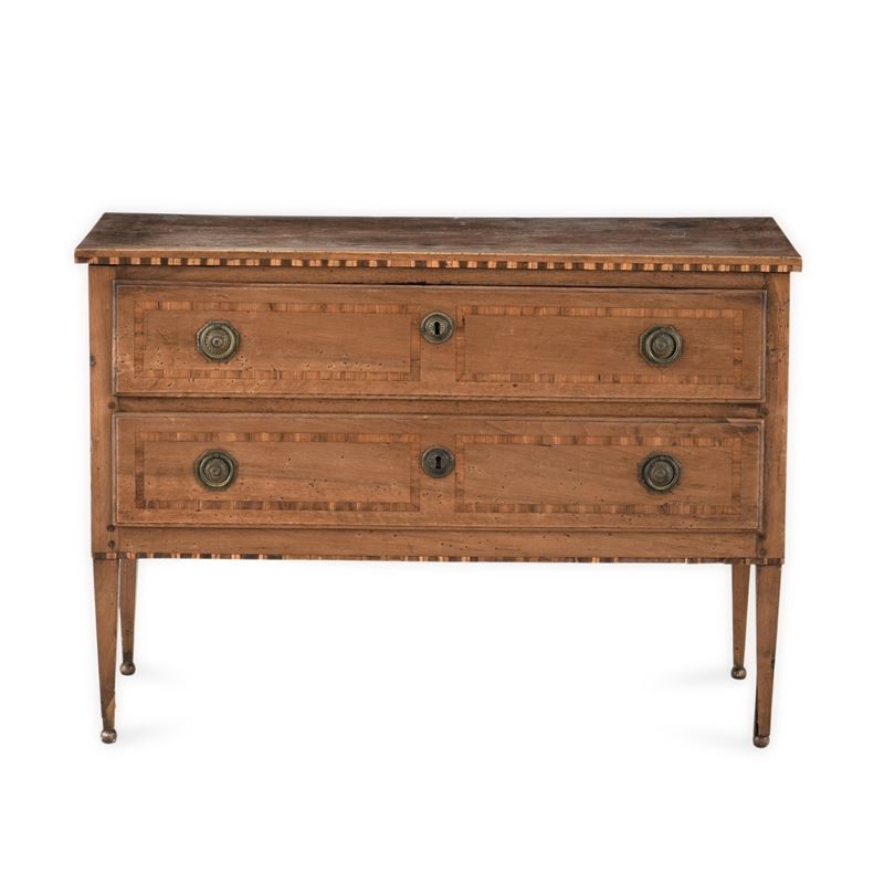 Cassettone intarsiato Luigi XVI. Fine XVIII-inizio XIX secolo  - Asta Antiquariato - Cambi Casa d'Aste