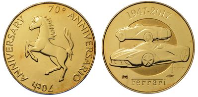 Scuderia Ferrari. Medaglia in Oro per il 70° Anniversario della Ferrari (1947-2017).