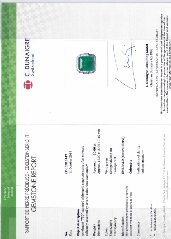 Anello con Smeraldo Colombia di Ct 10.00 Circa