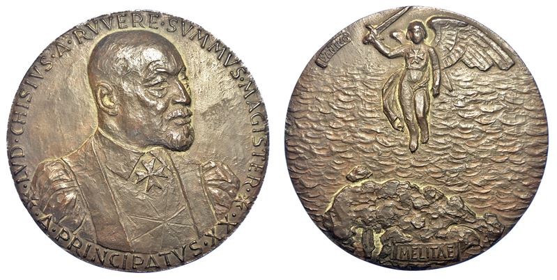 SOVRANO MILITARE ORDINE DI MALTA. LUDOVICO CHIGI ALBANI DELLA ROVERE (GRAN MAESTRO), 1866-1951. Medaglia A. XX di Principato (1951).  - Asta Numismatica - Cambi Casa d'Aste