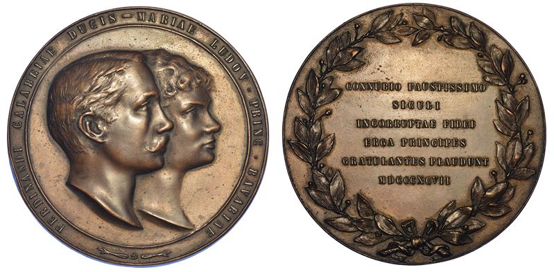 GERMANIA - BAVIERA. LUDWIG III, 1913-1918. Medaglia 1897. Per il matrimonio della figlia.  - Asta Numismatica - Cambi Casa d'Aste