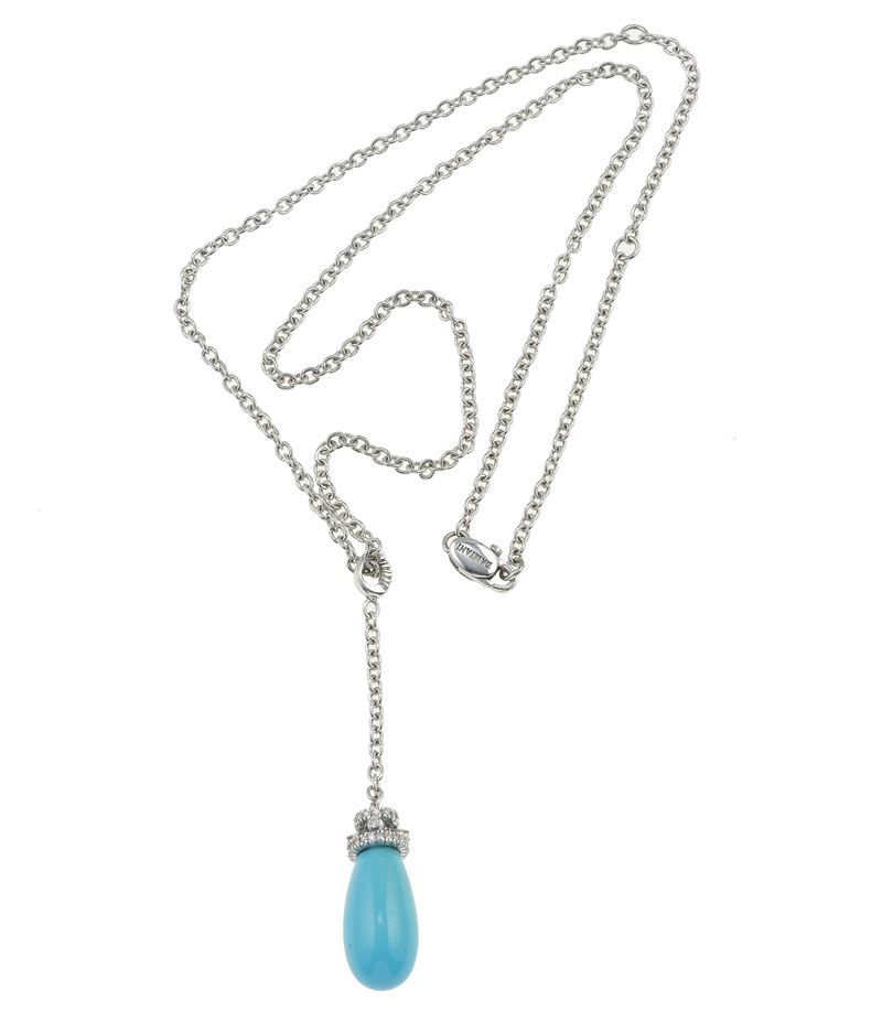 Turquoise and diamond necklace. Signed Damiani  - Auction Jewels - Cambi Casa d'Aste