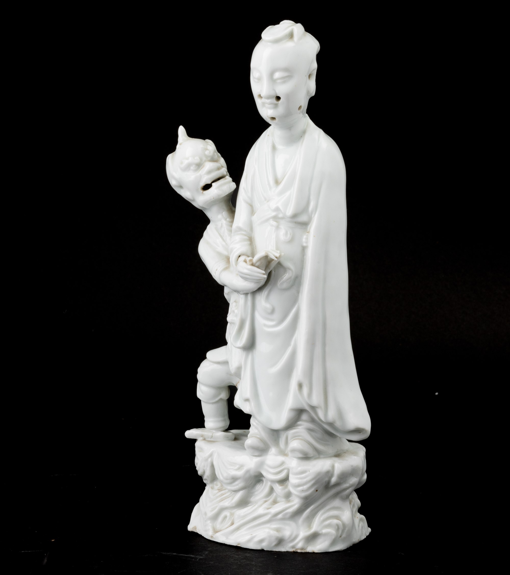 Cina (Dinastia Qing), Figura di due divinità tra le nuvole in porcellana Blanc de Chine, XX secol...