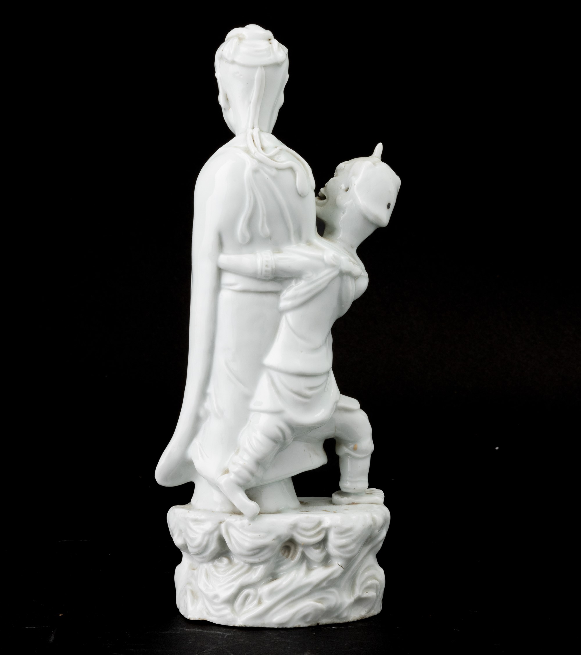 Cina (Dinastia Qing), Figura di due divinità tra le nuvole in porcellana Blanc de Chine, XX secol...