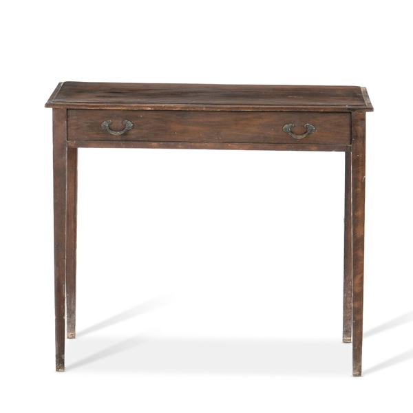 Scrittoio tavolino in legno a due cassetti, XX secolo