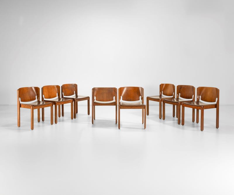 Vico Magistretti : Set di otto sedie impilabili mod. 122  - Auction Design 200 - Cambi Casa d'Aste