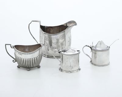 Various Silversmiths, Due mostardiere e due salsiere, Londra, XIX-XX secolo