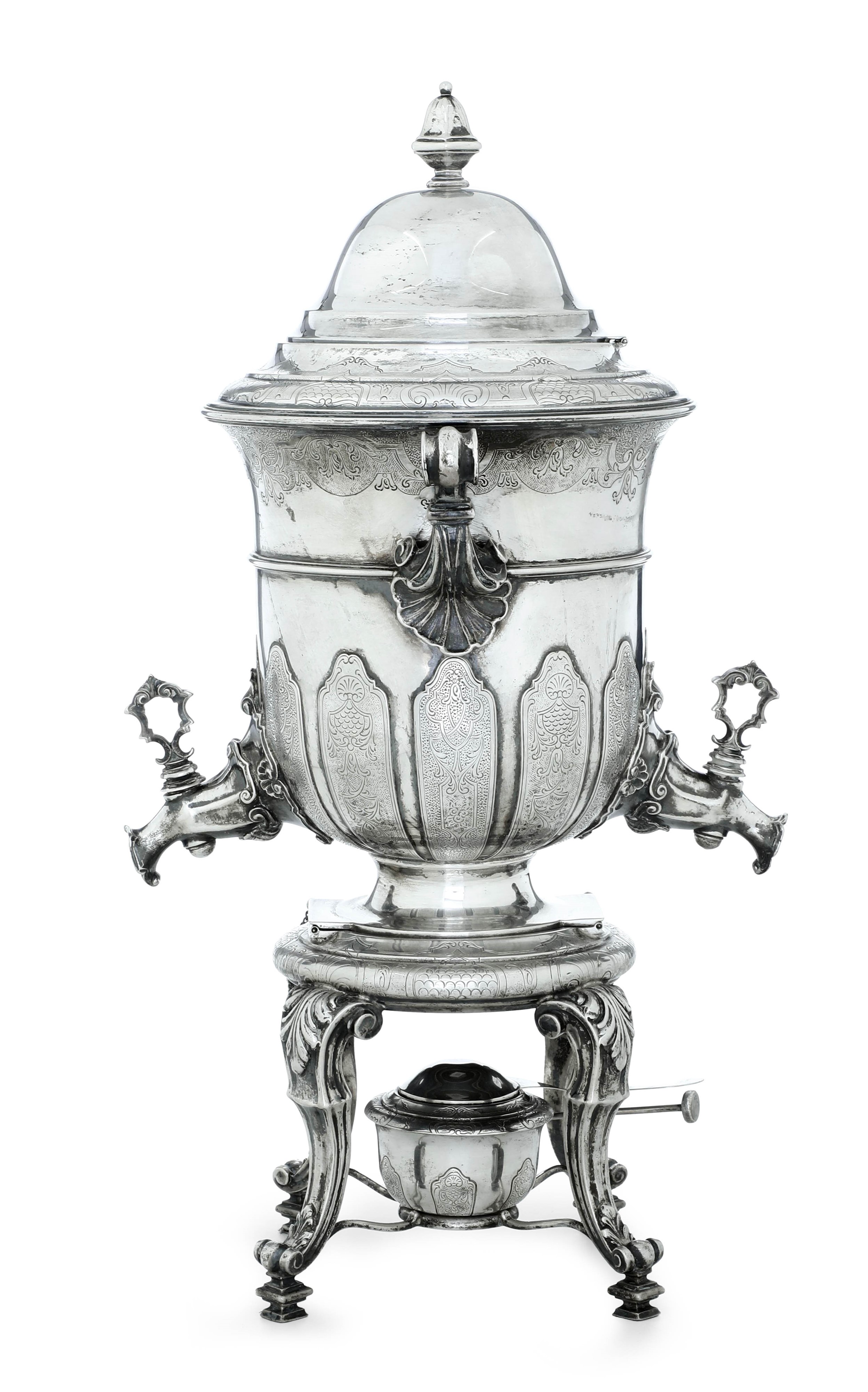 Samovar, argenteria artistica italiana della prima metà del XX secolo, argento fuso e sagomato