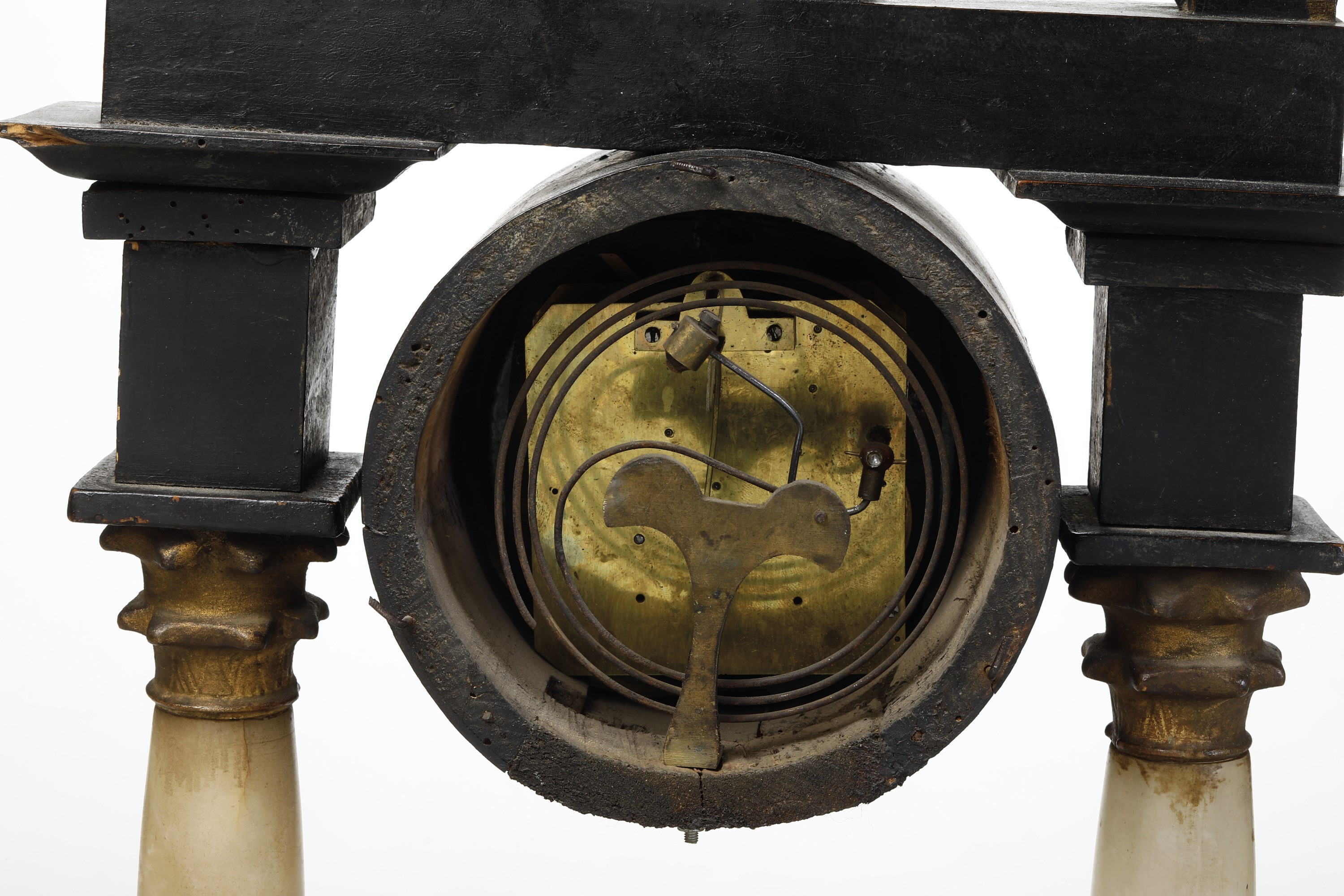 Orologio da Tavolo a Portico in Marmo. Fine XIX-inizi XX Secolo
