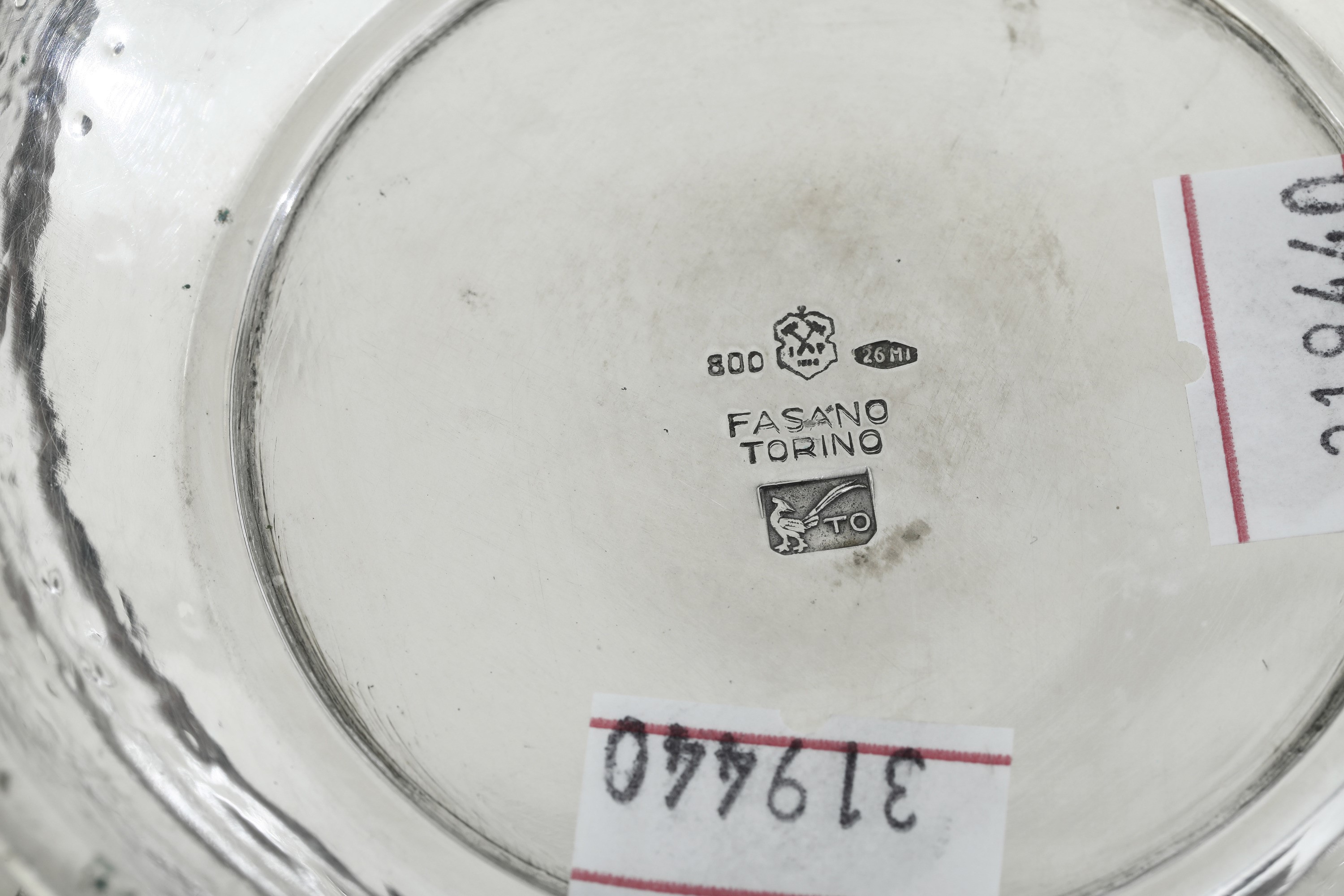 Due Secchielli. Argenteria Milanese del XX Secolo, Argentiere Ilario Pradella per Fasano Torino
