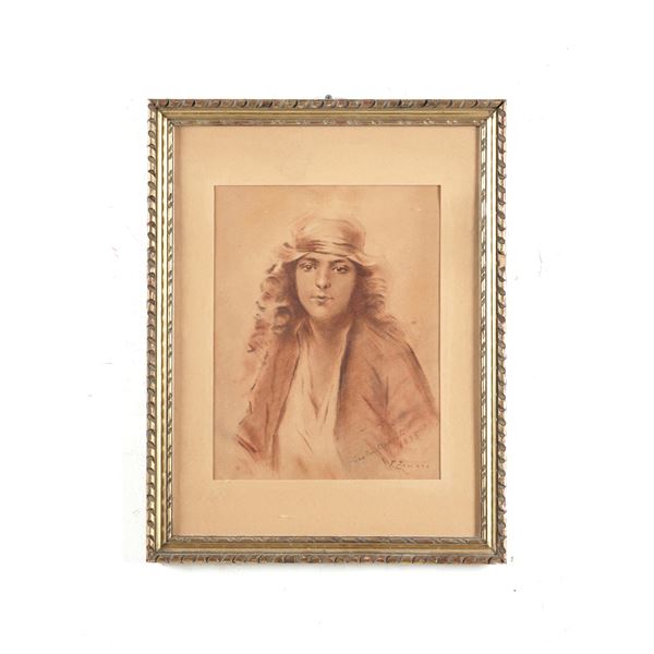 F. Zonaro (a firma di) Ritratto femminile