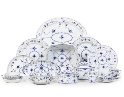 Servizio da Tavola “blue Fluted Plain” Danimarca, Manifattura Royal Copenaghen, 1897-1922
