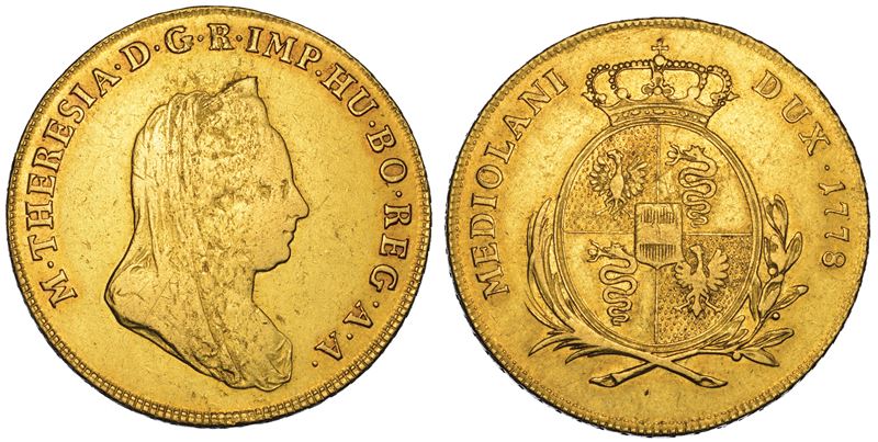 MILANO. MARIA TERESA D'ASBURGO, 1740-1780. Da due doppie o quadrupla 1778.  - Auction Numismatics - Cambi Casa d'Aste