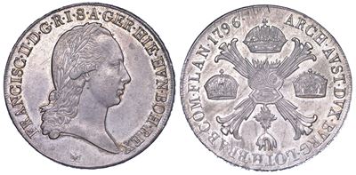 Milano. Francesco II D’asburgo-lorena, 1792-1796. Scudo delle Corone (o Crocione) 1796.