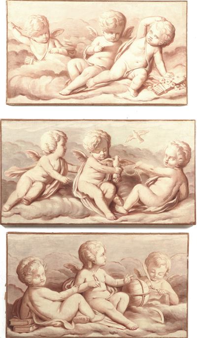 Scuola della Fine del XVIII-XIX Secolo Scene Allegoriche con Putti