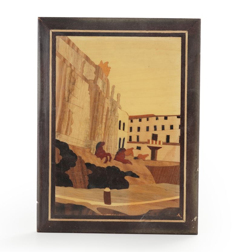 Tarsia in legno raffigurante la Fontana di Trevi  - Auction Antiques - Cambi Casa d'Aste