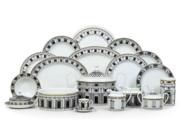 Raro servizio da tavola Fornasetti “Palladiana” Germania, Manifattura Rosenthal, 1970 - 1979 Designer  [..]