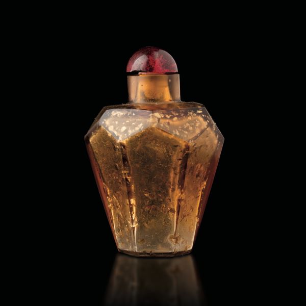 Snuff bottle in vetro Ambrato, Cina, Dinastia Qing (1644-1912)