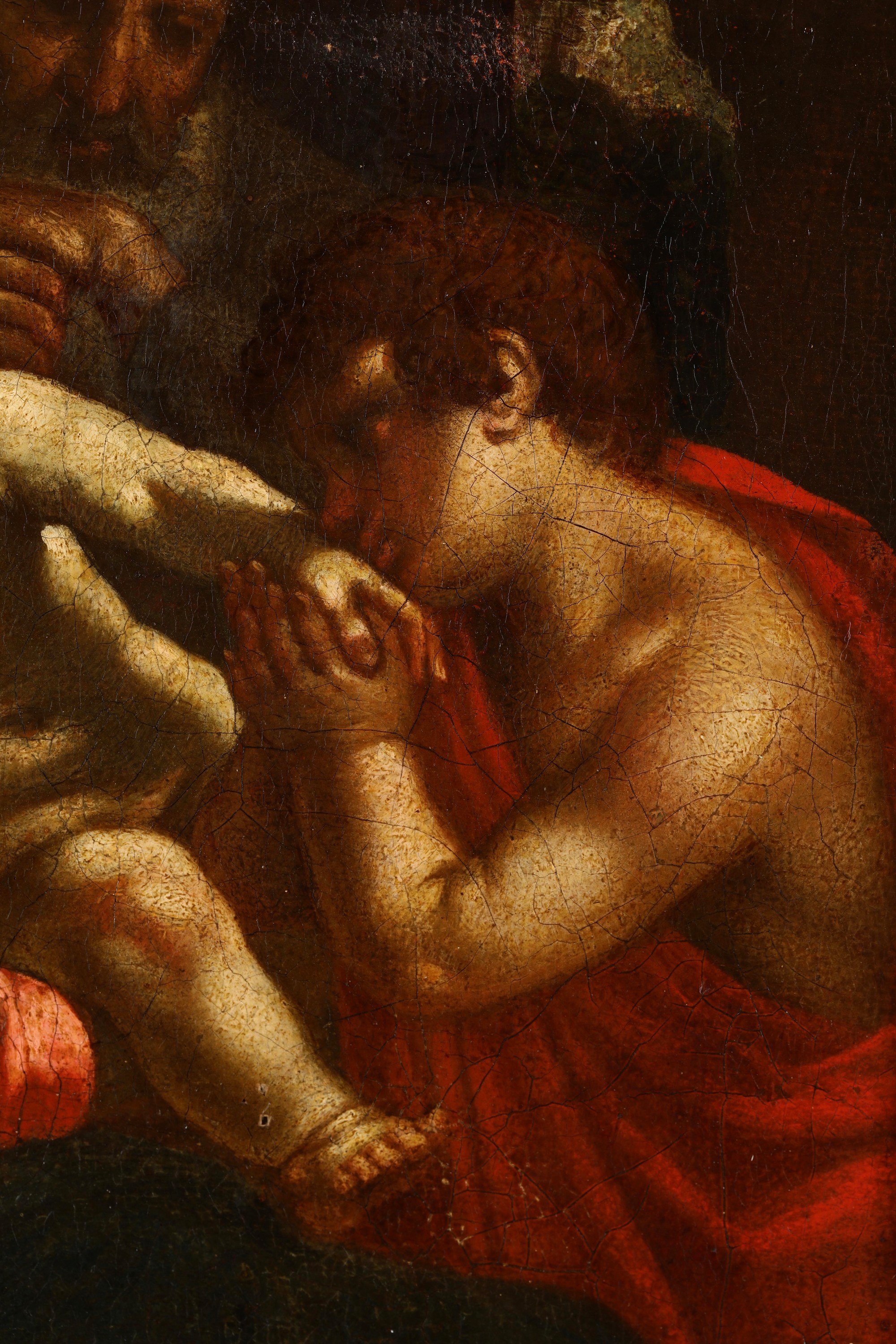 Simone Cantarini Detto il Pesarese - Sacra Famiglia con San Giovannino, olio su tela