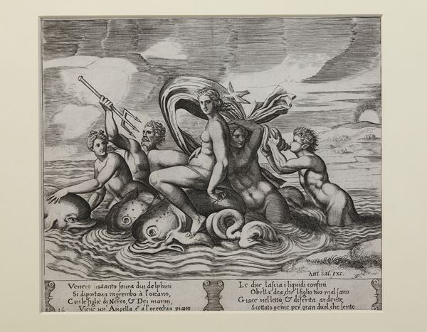 Maestro del dado da Raffaello Venere sui delfini Antonio Salamanca, 1540 ca.