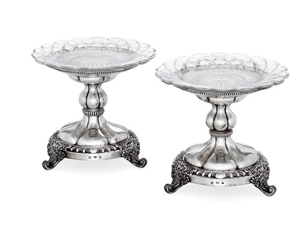 Coppia di alzate. Torino, XIX secolo, argentiere Carlo Balbino (1795-1824)