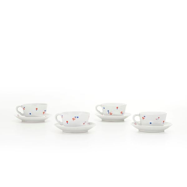 Quattro tazze con piattino, Doccia, anni ‘80