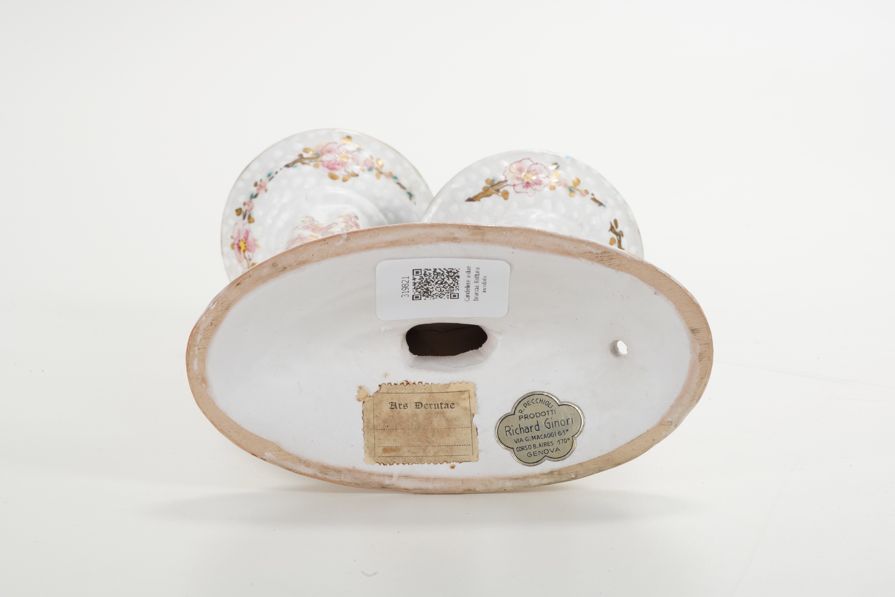 Candeliere in Ceramica Policroma a Due Braccia