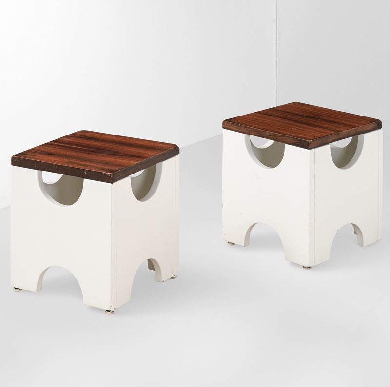 Ettore Sottsass : Coppia di pouf mod. T29  - Auction Design Lab - Cambi Casa d'Aste